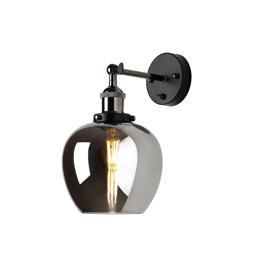 DK1118  Cawdor Wall Light, 1 Light E27, Black Chrome/Black/Chrome Wine Glass